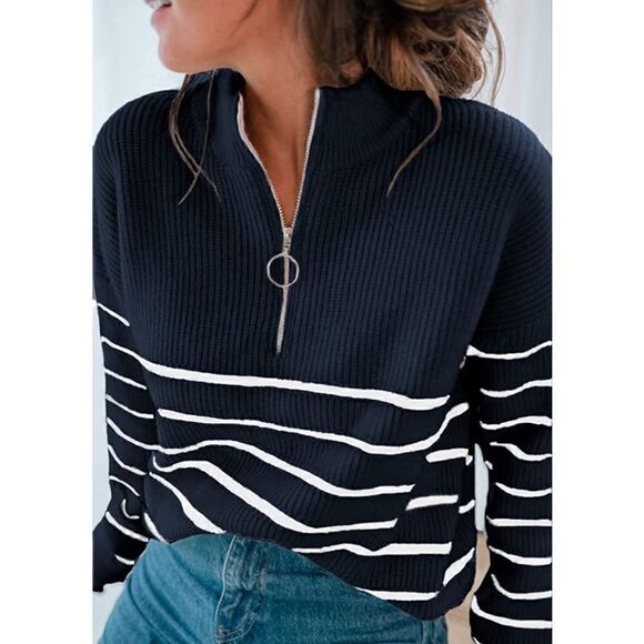 Striped Quarter Zip   - Picture 1 of 3